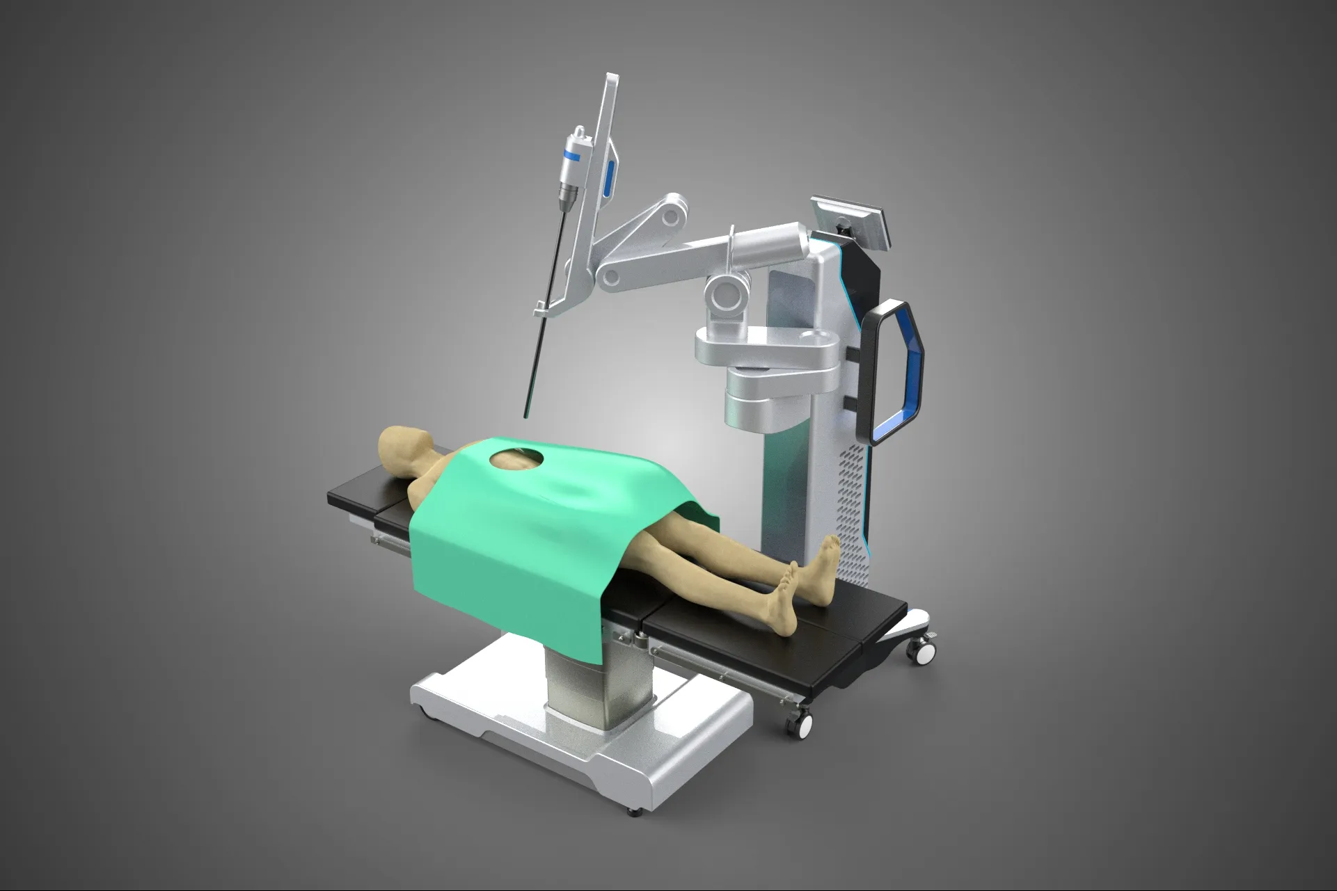 ROBOTIC ASSISTED SURGERY SYSTEM SURGICAL ROBOT MACHINE PATIENT 3D Model .c4d .max .obj .3ds .fbx .stl .blend