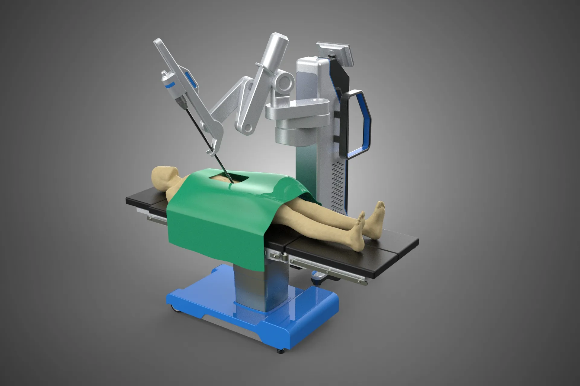 ASSISTANCE SURGICAL ROBOTIC SURGERY ROBOT SURGEON OPERATION BED 3D Model .c4d .max .obj .3ds .fbx .stl .blend