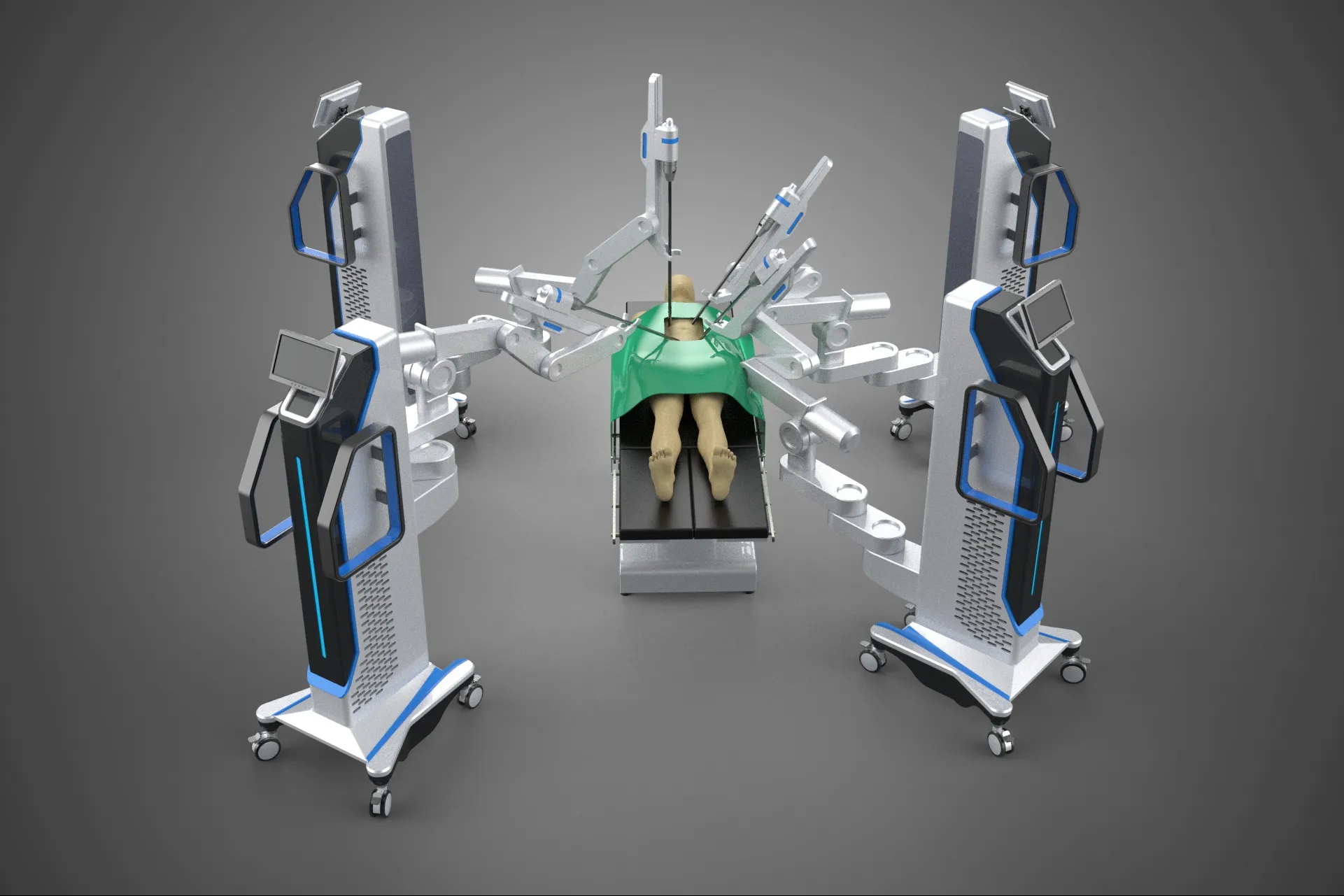SURGICAL ROBOT OPERATION PATIENT ROBOTIC ASSISTED SURGERY SYSTEM 3D Model .c4d .max .obj .3ds .fbx .stl .blend 