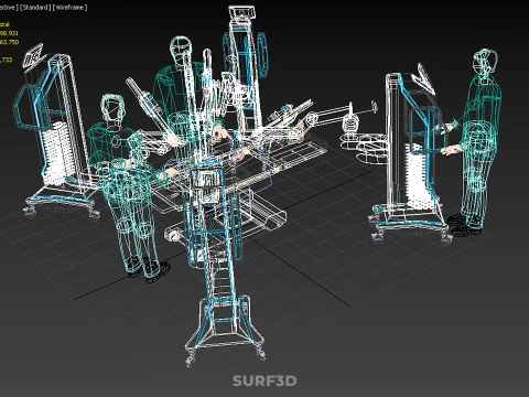 ROBOTIC ASSISTED SURGICAL SYSTEM SURGEON TEAM PERFORMING SURGERY 3D Model