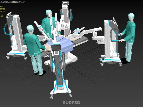 ROBOTIC ASSISTED SURGICAL SYSTEM SURGEON TEAM PERFORMING SURGERY 3D Model