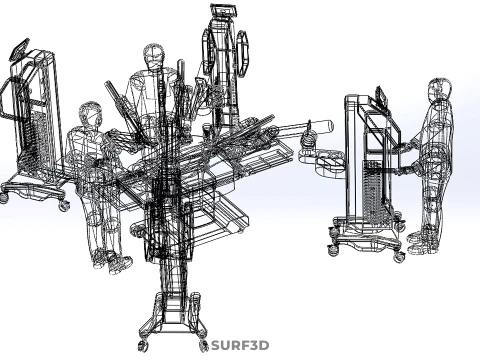 ROBOTIC ASSISTED SURGICAL SYSTEM SURGEON TEAM PERFORMING SURGERY 3D Model
