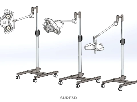 MOBILE SURGICAL LED MEDICAL SURGERY LIGHT LIGHTING LAMP HOSPITAL 3D Model