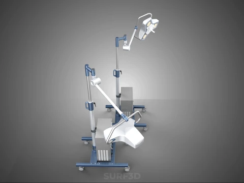 FLOOR ROLLING STAND BATTERY PACK SURGICAL SURGERY LED LIGHT LAMP 3D Model