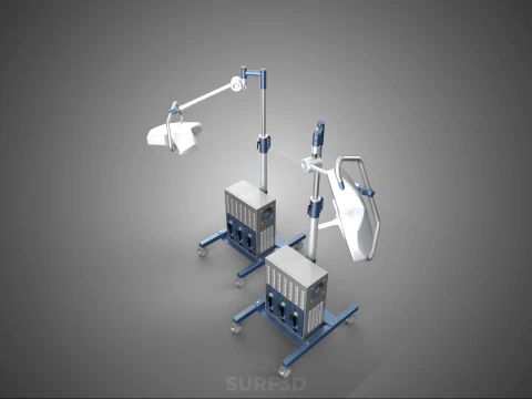 FLOOR ROLLING STAND BATTERY PACK SURGICAL SURGERY LED LIGHT LAMP 3D Model