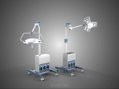 FLOOR ROLLING STAND BATTERY PACK SURGICAL SURGERY LED LIGHT LAMP 3D Model