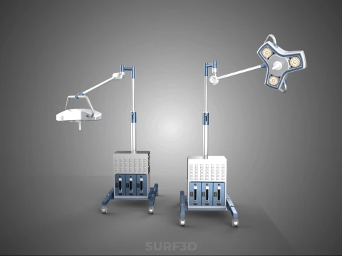 FLOOR ROLLING STAND BATTERY PACK SURGICAL SURGERY LED LIGHT LAMP 3D Model