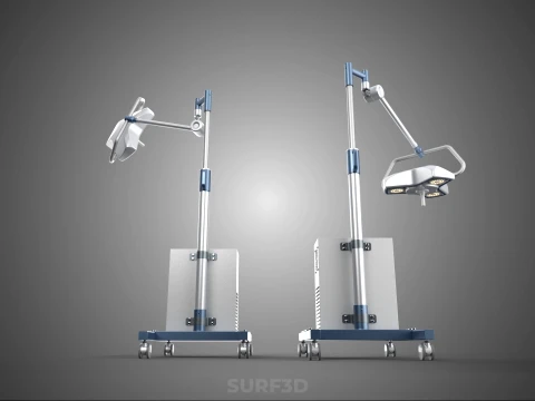 FLOOR ROLLING STAND BATTERY PACK SURGICAL SURGERY LED LIGHT LAMP 3D Model