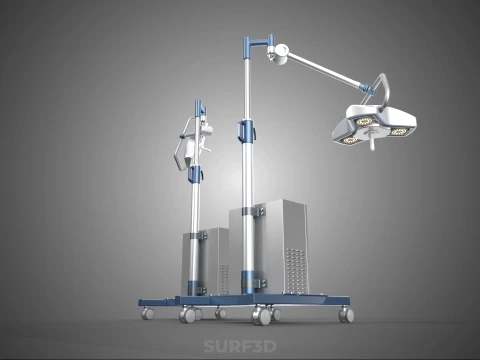 FLOOR ROLLING STAND BATTERY PACK SURGICAL SURGERY LED LIGHT LAMP 3D Model