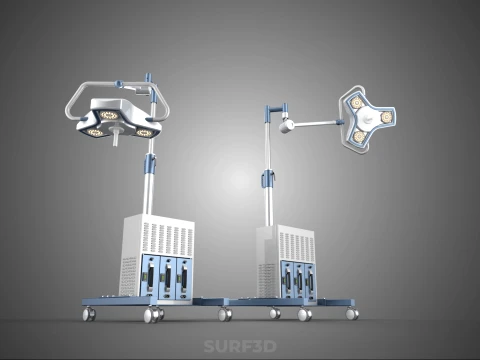 FLOOR ROLLING STAND BATTERY PACK SURGICAL SURGERY LED LIGHT LAMP 3D Model