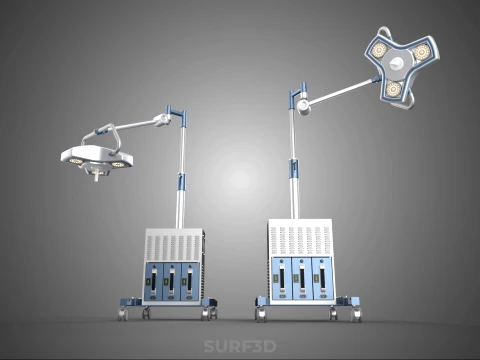 FLOOR ROLLING STAND BATTERY PACK SURGICAL SURGERY LED LIGHT LAMP 3D Model