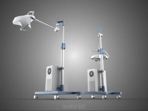 FLOOR ROLLING STAND BATTERY PACK SURGICAL SURGERY LED LIGHT LAMP 3D Model