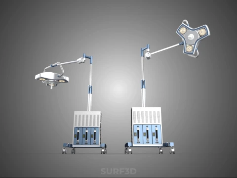 FLOOR ROLLING STAND BATTERY PACK SURGICAL SURGERY LED LIGHT LAMP 3D Model