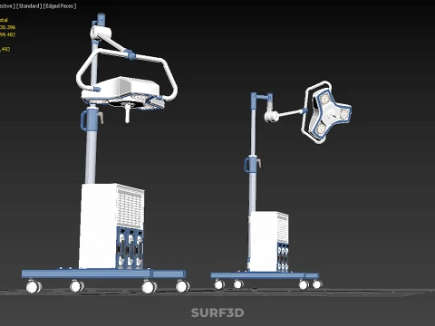 FLOOR ROLLING STAND BATTERY PACK SURGICAL SURGERY LED LIGHT LAMP 3D Model