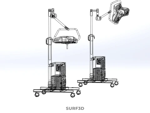 FLOOR ROLLING STAND BATTERY PACK SURGICAL SURGERY LED LIGHT LAMP 3D Model