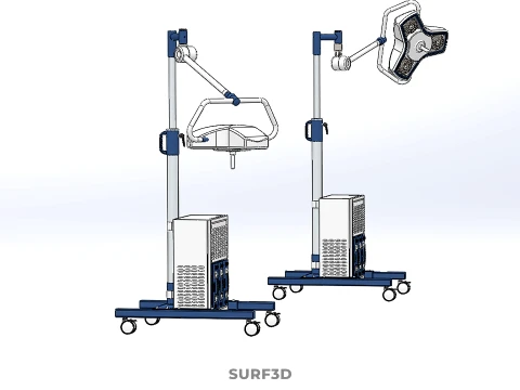 FLOOR ROLLING STAND BATTERY PACK SURGICAL SURGERY LED LIGHT LAMP 3D Model