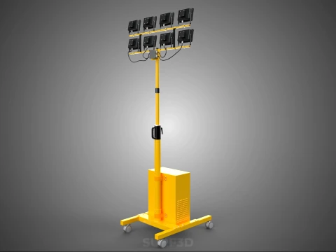 SISTEMA DI BACKUP BATTERIA UPS ALIMENTAZIONE LAMPADA LED FLOOD LIGHT SPOT TOWER Modello 3D