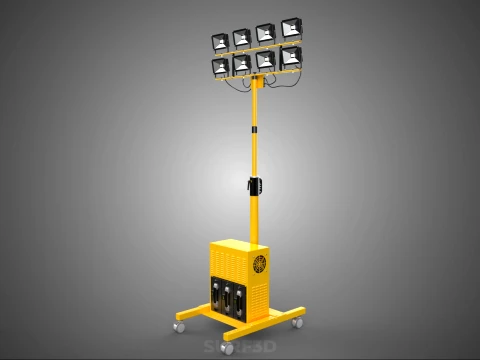 SISTEMA DI BACKUP BATTERIA UPS ALIMENTAZIONE LAMPADA LED FLOOD LIGHT SPOT TOWER Modello 3D