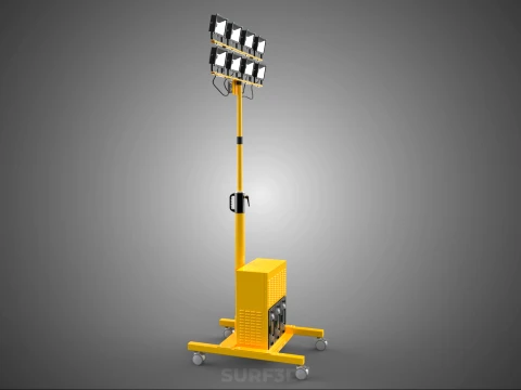 SISTEMA DI BACKUP BATTERIA UPS ALIMENTAZIONE LAMPADA LED FLOOD LIGHT SPOT TOWER Modello 3D