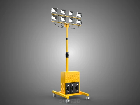 SISTEMA DI BACKUP BATTERIA UPS ALIMENTAZIONE LAMPADA LED FLOOD LIGHT SPOT TOWER Modello 3D