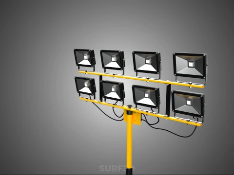 SISTEMA DI BACKUP BATTERIA UPS ALIMENTAZIONE LAMPADA LED FLOOD LIGHT SPOT TOWER Modello 3D