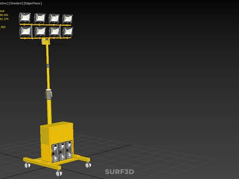 SISTEMA DI BACKUP BATTERIA UPS ALIMENTAZIONE LAMPADA LED FLOOD LIGHT SPOT TOWER Modello 3D