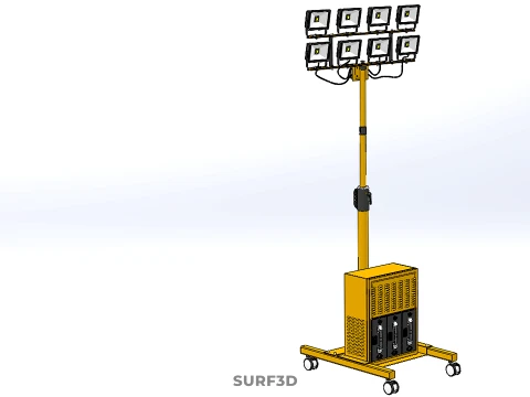SISTEMA DI BACKUP BATTERIA UPS ALIMENTAZIONE LAMPADA LED FLOOD LIGHT SPOT TOWER Modello 3D