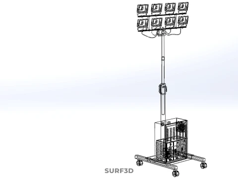 SISTEMA DI BACKUP BATTERIA UPS ALIMENTAZIONE LAMPADA LED FLOOD LIGHT SPOT TOWER Modello 3D