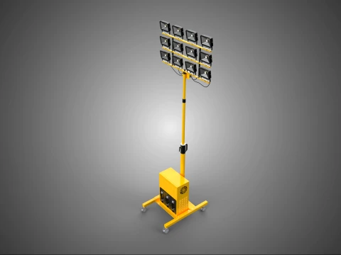 CONJUNTO GERADOR BATERIA LÂMPADA LED LUZ PROJETOR TORRE Modelo 3D