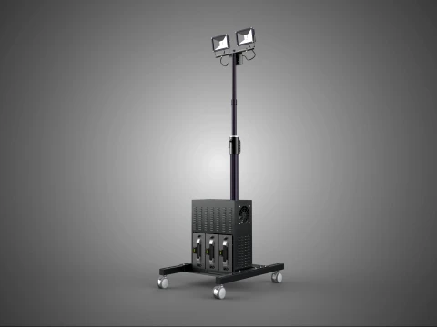 TORRE DE ILUMINAÇÃO DE BATERIA MÓVEL DUPLA LÂMPADA LED CENA DE ESTÚDIO DE LUZ Modelo 3D