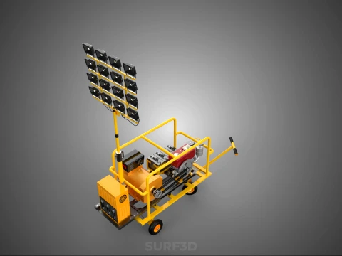TORRE DE L&Acirc;MPADA DE LUZ M&Oacute;VEL CONJUNTO DE GERADOR DE ENERGIA DIESEL MASTRO DE ILUMINA&Ccedil;&Atilde;O Modelo 3D