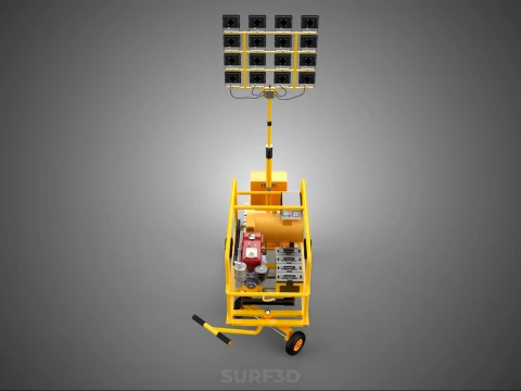 TORRE DE L&Acirc;MPADA DE LUZ M&Oacute;VEL CONJUNTO DE GERADOR DE ENERGIA DIESEL MASTRO DE ILUMINA&Ccedil;&Atilde;O Modelo 3D