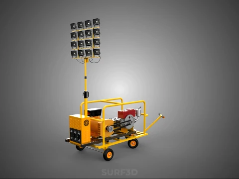 TORRE DE L&Acirc;MPADA DE LUZ M&Oacute;VEL CONJUNTO DE GERADOR DE ENERGIA DIESEL MASTRO DE ILUMINA&Ccedil;&Atilde;O Modelo 3D