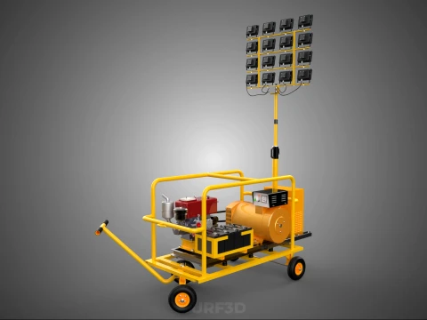 TORRE DE L&Acirc;MPADA DE LUZ M&Oacute;VEL CONJUNTO DE GERADOR DE ENERGIA DIESEL MASTRO DE ILUMINA&Ccedil;&Atilde;O Modelo 3D