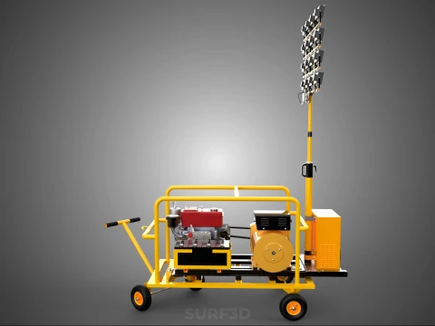 TORRE DE L&Acirc;MPADA DE LUZ M&Oacute;VEL CONJUNTO DE GERADOR DE ENERGIA DIESEL MASTRO DE ILUMINA&Ccedil;&Atilde;O Modelo 3D
