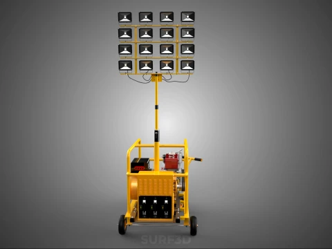 TORRE DE L&Acirc;MPADA DE LUZ M&Oacute;VEL CONJUNTO DE GERADOR DE ENERGIA DIESEL MASTRO DE ILUMINA&Ccedil;&Atilde;O Modelo 3D
