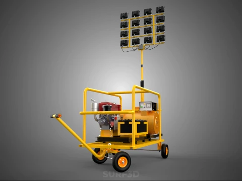 TORRE DE L&Acirc;MPADA DE LUZ M&Oacute;VEL CONJUNTO DE GERADOR DE ENERGIA DIESEL MASTRO DE ILUMINA&Ccedil;&Atilde;O Modelo 3D