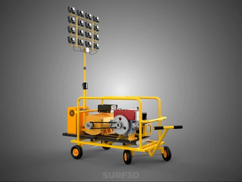 TORRE DE L&Acirc;MPADA DE LUZ M&Oacute;VEL CONJUNTO DE GERADOR DE ENERGIA DIESEL MASTRO DE ILUMINA&Ccedil;&Atilde;O Modelo 3D