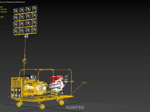 TORRE DE L&Acirc;MPADA DE LUZ M&Oacute;VEL CONJUNTO DE GERADOR DE ENERGIA DIESEL MASTRO DE ILUMINA&Ccedil;&Atilde;O Modelo 3D