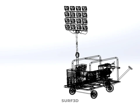 TORRE DE L&Acirc;MPADA DE LUZ M&Oacute;VEL CONJUNTO DE GERADOR DE ENERGIA DIESEL MASTRO DE ILUMINA&Ccedil;&Atilde;O Modelo 3D
