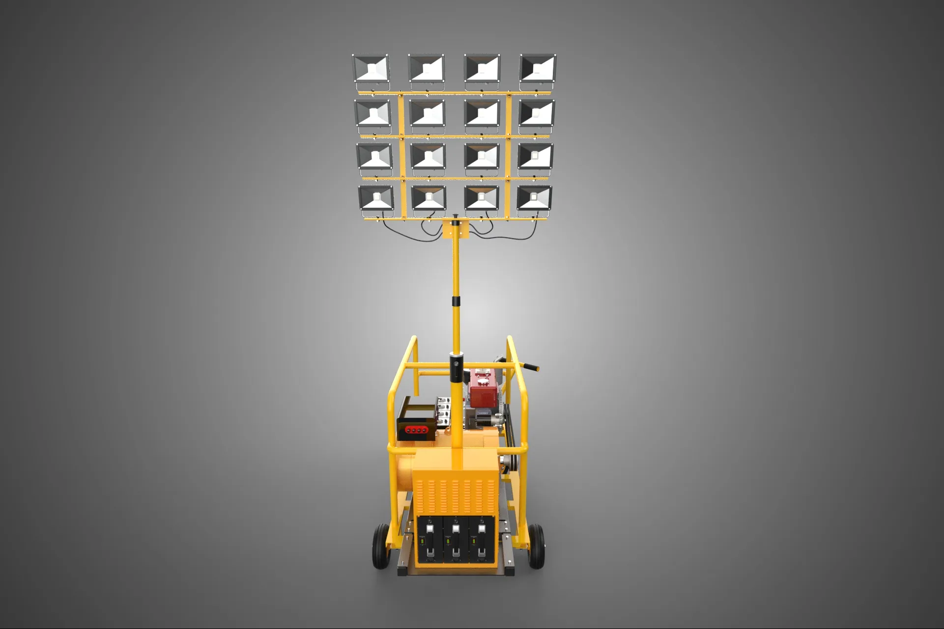 MOBILE TRAILER LIGHT LAMP TOWER DIESEL ELECTRIC GENSET ARRAY RIG 3D Model .c4d .max .obj .3ds .fbx .stl .blend 