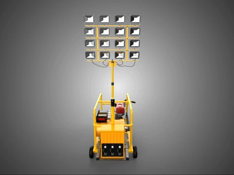 TORRE DE LÂMPADA DE LUZ DE REBOQUE MÓVEL DIESEL ELÉTRICO GENSET ARRAY RIG Modelo 3D