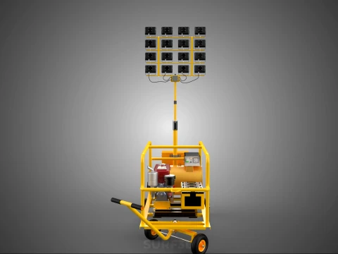 MOBILE TRAILER LIGHT LAMP TOWER DIESEL ELECTRIC GENSET ARRAY RIG 3D Model