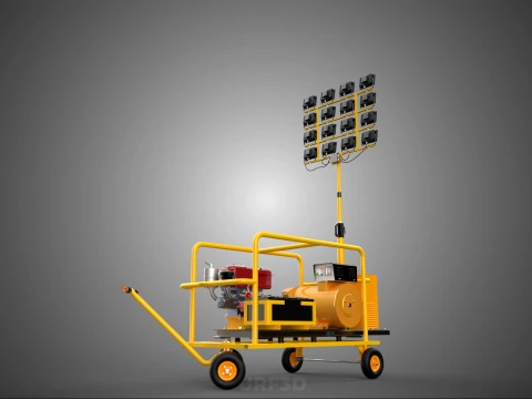 MOBILE TRAILER LIGHT LAMP TOWER DIESEL ELECTRIC GENSET ARRAY RIG 3D Model