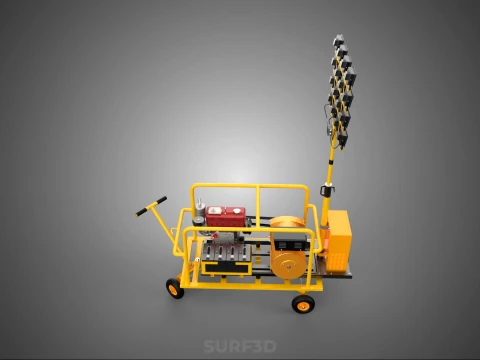 MOBILE TRAILER LIGHT LAMP TOWER DIESEL ELECTRIC GENSET ARRAY RIG 3D Model