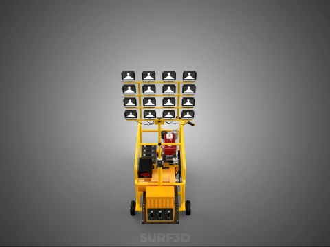 MOBILE TRAILER LIGHT LAMP TOWER DIESEL ELECTRIC GENSET ARRAY RIG 3D Model