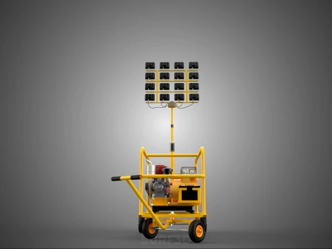 MOBILE TRAILER LIGHT LAMP TOWER DIESEL ELECTRIC GENSET ARRAY RIG 3D Model