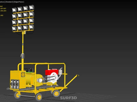 MOBILE TRAILER LIGHT LAMP TOWER DIESEL ELECTRIC GENSET ARRAY RIG 3D Model