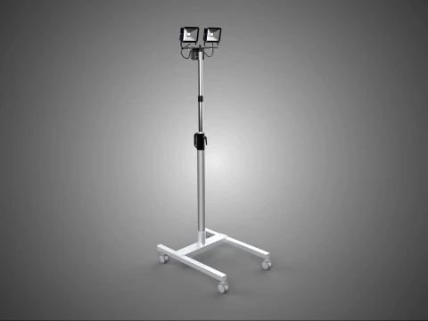 TORRE DE LUZ DE LÂMPADA DUPLA PORTÁTIL DE 2 LED POSTE TELESCÓPICO AJUSTÁVEL Modelo 3D
