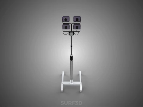 MOBILE FOUR 4 SPOT STAND LED LAMP FLOOD LIGHT TELESCOPIC POLE 3D Model